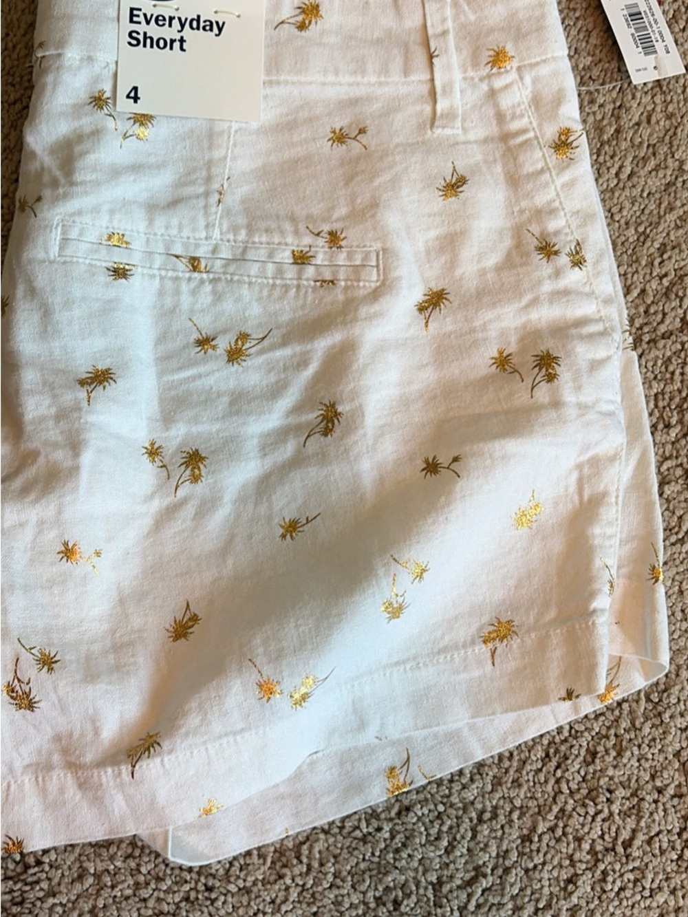 Old Navy White Everyday Shorts with Gold Palm Print